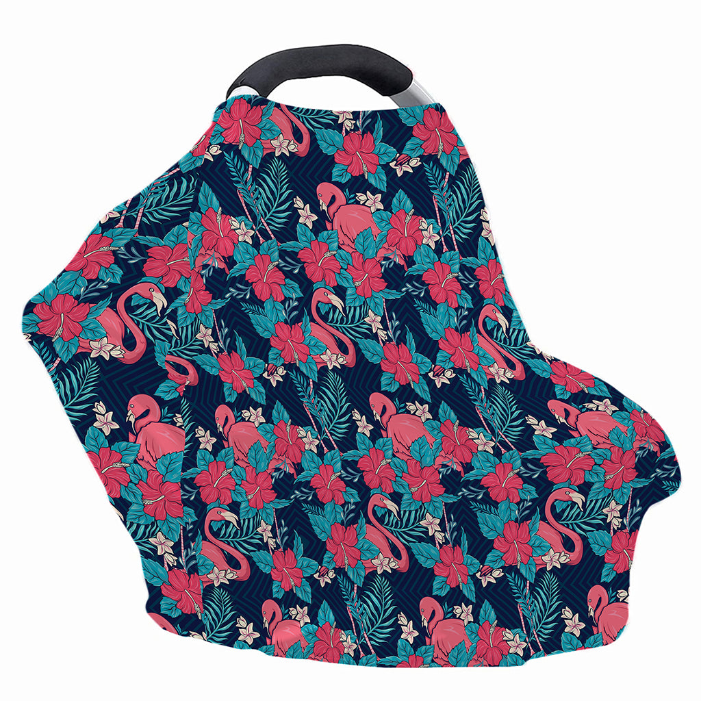 Flamingo And Hawaiian Floral Print Baby Seat Cover