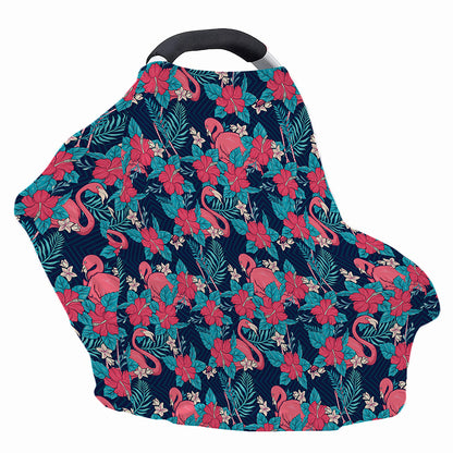 Flamingo And Hawaiian Floral Print Baby Seat Cover