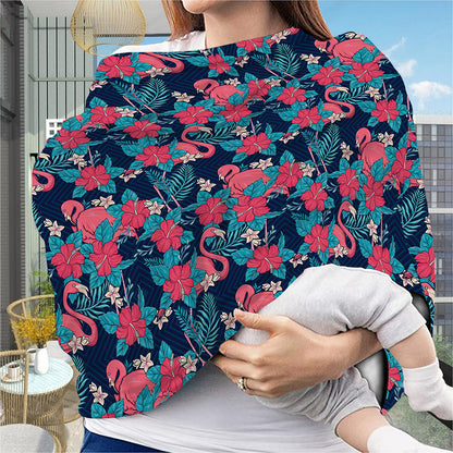 Flamingo And Hawaiian Floral Print Baby Seat Cover