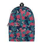 Flamingo And Hawaiian Floral Print Backpack