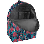 Flamingo And Hawaiian Floral Print Backpack