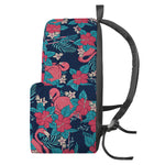 Flamingo And Hawaiian Floral Print Backpack