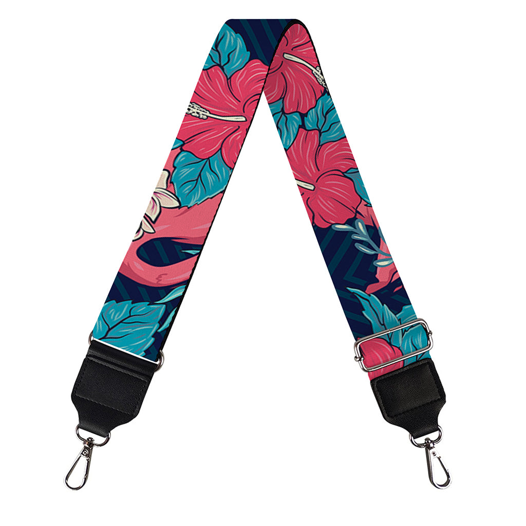 Flamingo And Hawaiian Floral Print Bag Strap