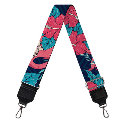 Flamingo And Hawaiian Floral Print Bag Strap