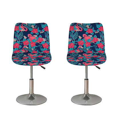 Flamingo And Hawaiian Floral Print Bar Stool Covers
