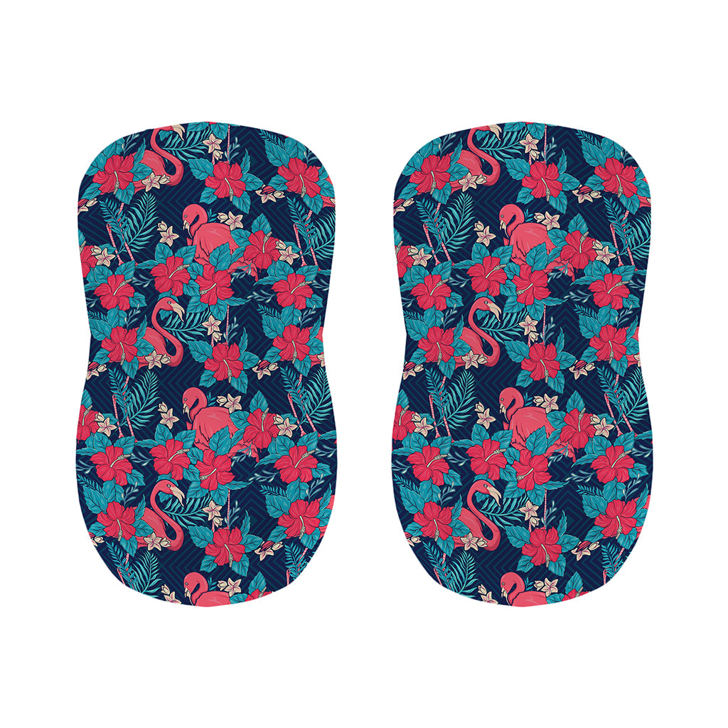 Flamingo And Hawaiian Floral Print Bar Stool Covers