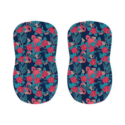 Flamingo And Hawaiian Floral Print Bar Stool Covers