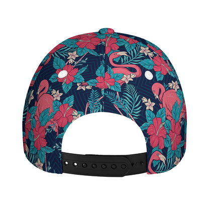 Flamingo And Hawaiian Floral Print Baseball Cap