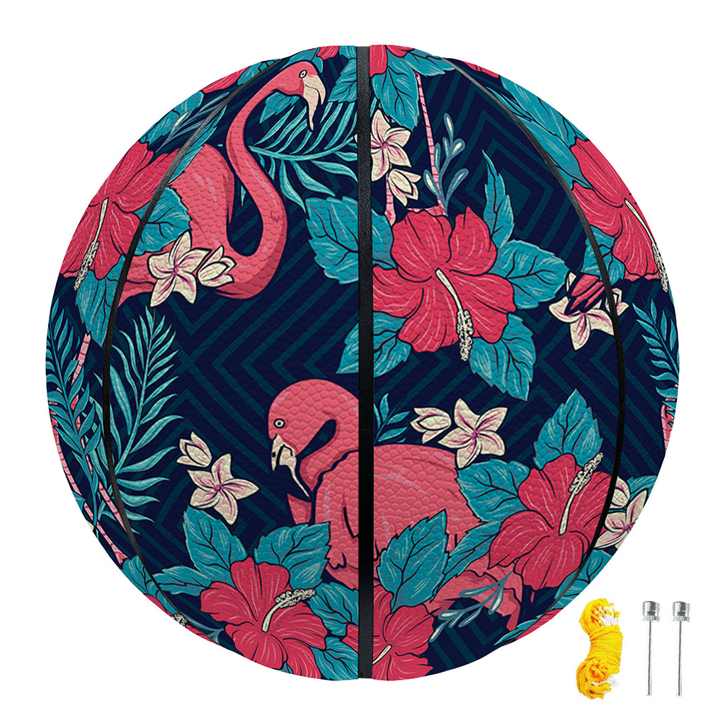 Flamingo And Hawaiian Floral Print Basketball