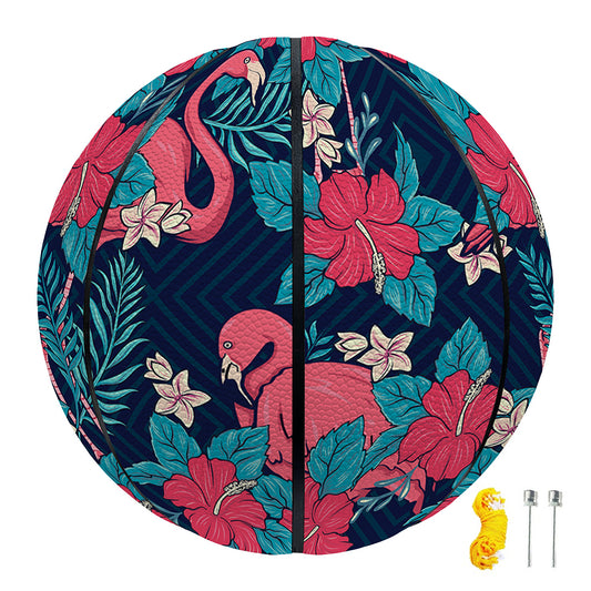 Flamingo And Hawaiian Floral Print Basketball