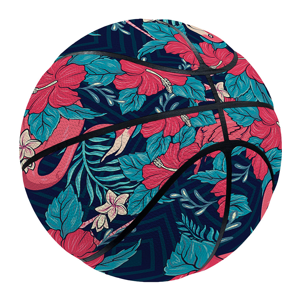 Flamingo And Hawaiian Floral Print Basketball