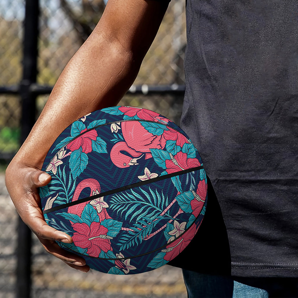 Flamingo And Hawaiian Floral Print Basketball
