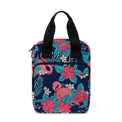 Flamingo And Hawaiian Floral Print Bible Tote Bag
