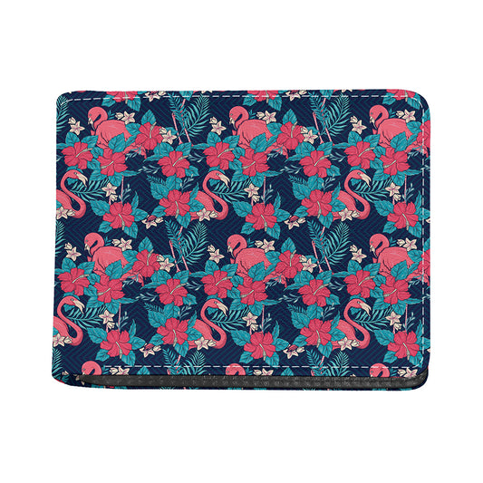 Flamingo And Hawaiian Floral Print Bifold Wallet