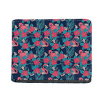 Flamingo And Hawaiian Floral Print Bifold Wallet