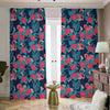 Flamingo And Hawaiian Floral Print Blackout Pencil Pleat Curtains