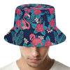 Flamingo And Hawaiian Floral Print Bucket Hat