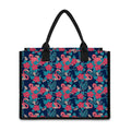 Flamingo And Hawaiian Floral Print Canvas Tote Bag