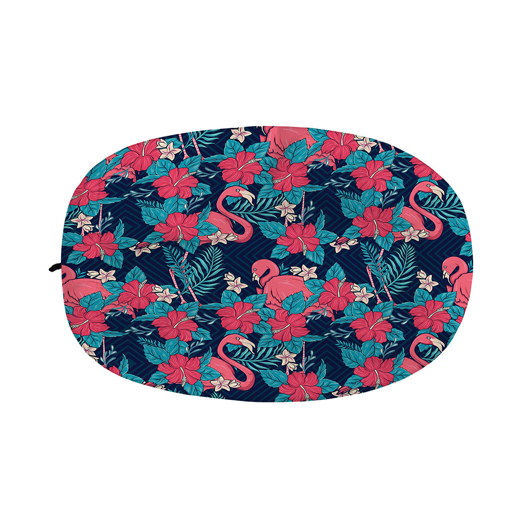 Flamingo And Hawaiian Floral Print Car Side Mirror Covers