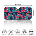 Flamingo And Hawaiian Floral Print Car Windshield Sun Shade