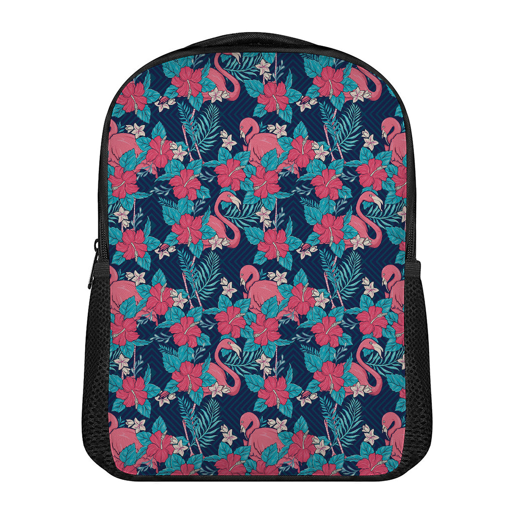 Flamingo And Hawaiian Floral Print Casual Backpack