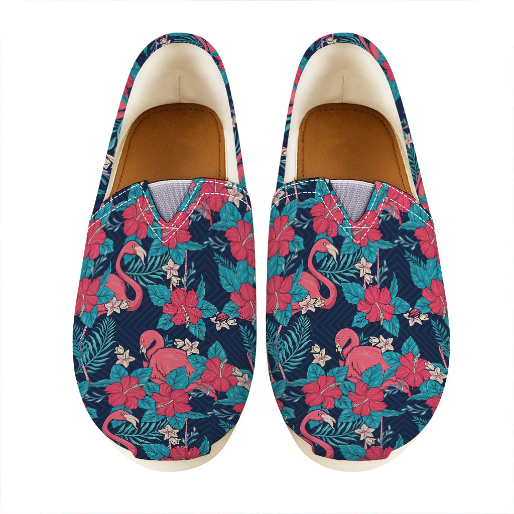 Flamingo And Hawaiian Floral Print Casual Shoes