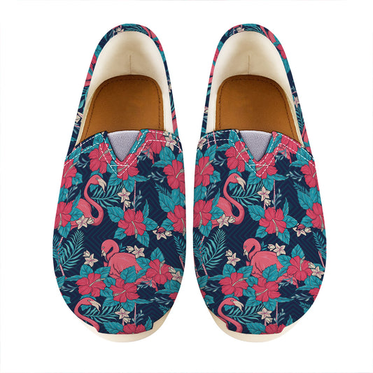 Flamingo And Hawaiian Floral Print Casual Shoes