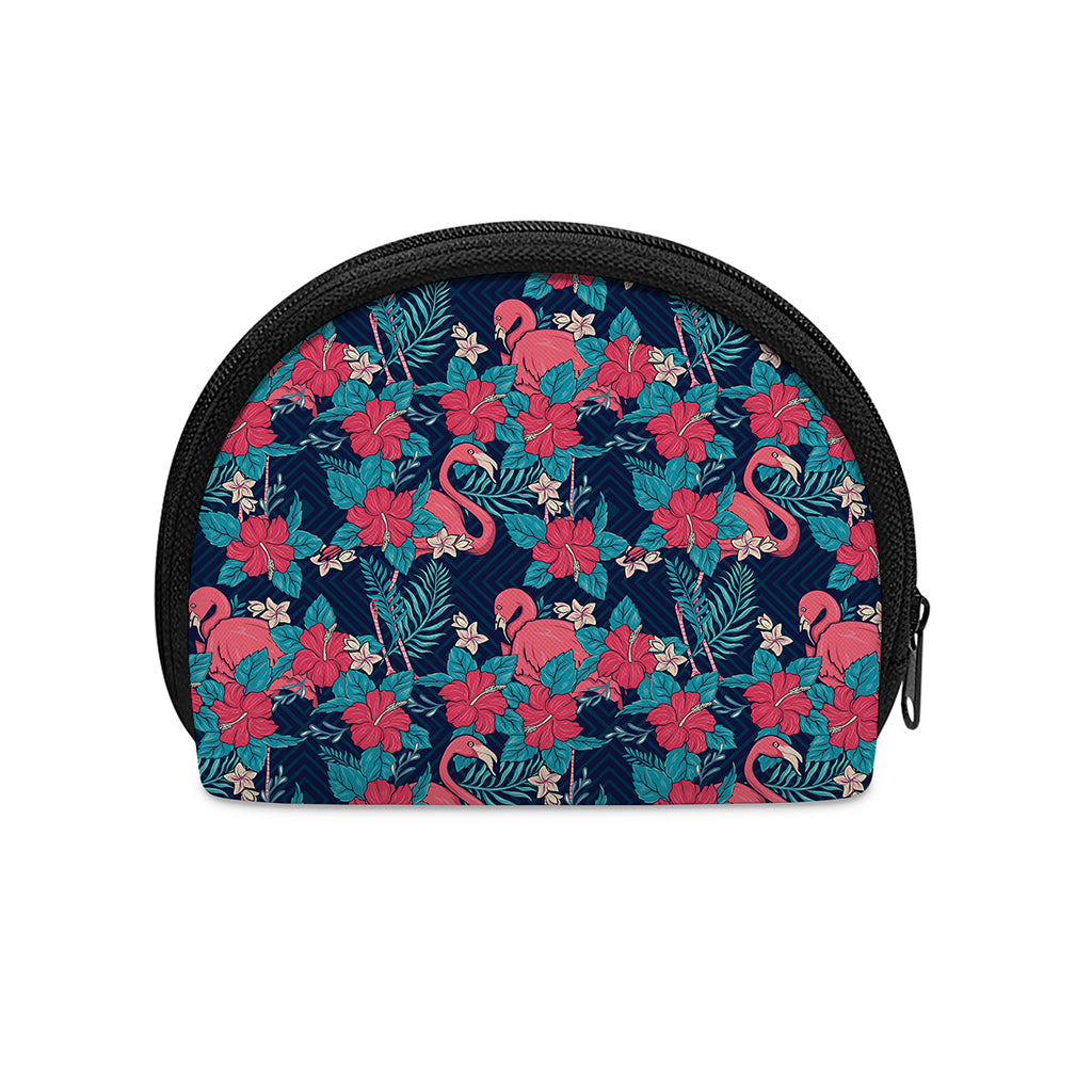 Flamingo And Hawaiian Floral Print Coin Purse