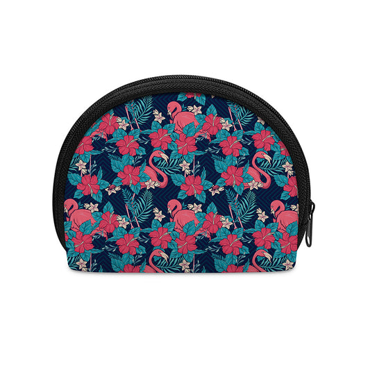 Flamingo And Hawaiian Floral Print Coin Purse