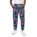 Flamingo And Hawaiian Floral Print Cotton Sweatpants
