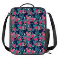Flamingo And Hawaiian Floral Print Crossbody Lunch Bag