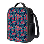 Flamingo And Hawaiian Floral Print Crossbody Lunch Bag