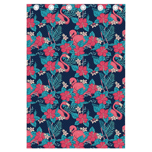 Flamingo And Hawaiian Floral Print Curtain