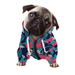 Flamingo And Hawaiian Floral Print Dog Zip Up Hoodie