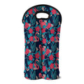Flamingo And Hawaiian Floral Print Double Neoprene Wine Tote