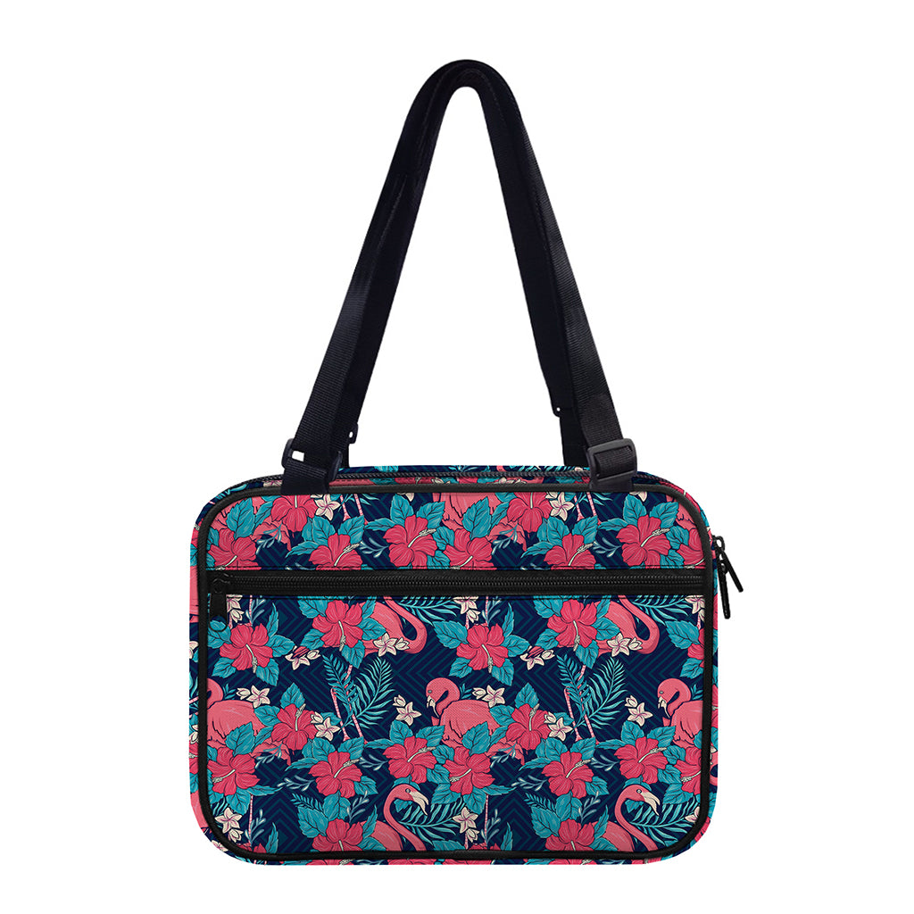 Flamingo And Hawaiian Floral Print Double Strap Bible Bag
