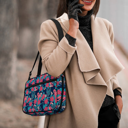 Flamingo And Hawaiian Floral Print Double Strap Bible Bag