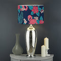 Flamingo And Hawaiian Floral Print Drum Lamp Shade