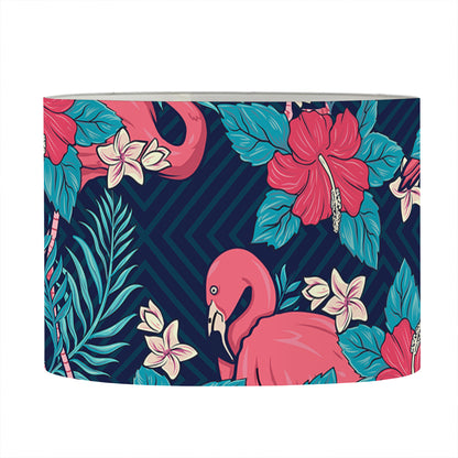 Flamingo And Hawaiian Floral Print Drum Lamp Shade