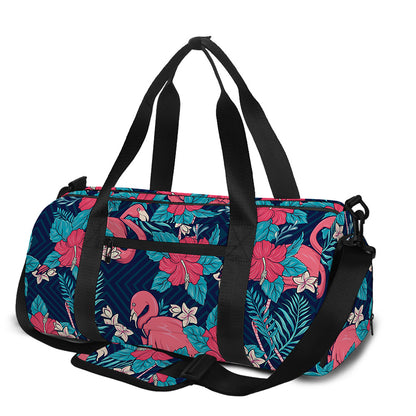 Flamingo And Hawaiian Floral Print Gym Bag