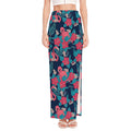 Flamingo And Hawaiian Floral Print High Slit Maxi Skirt