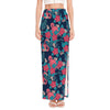 Flamingo And Hawaiian Floral Print High Slit Maxi Skirt