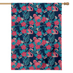 Flamingo And Hawaiian Floral Print House Flag