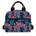 Flamingo And Hawaiian Floral Print Insulated Lunch Bag