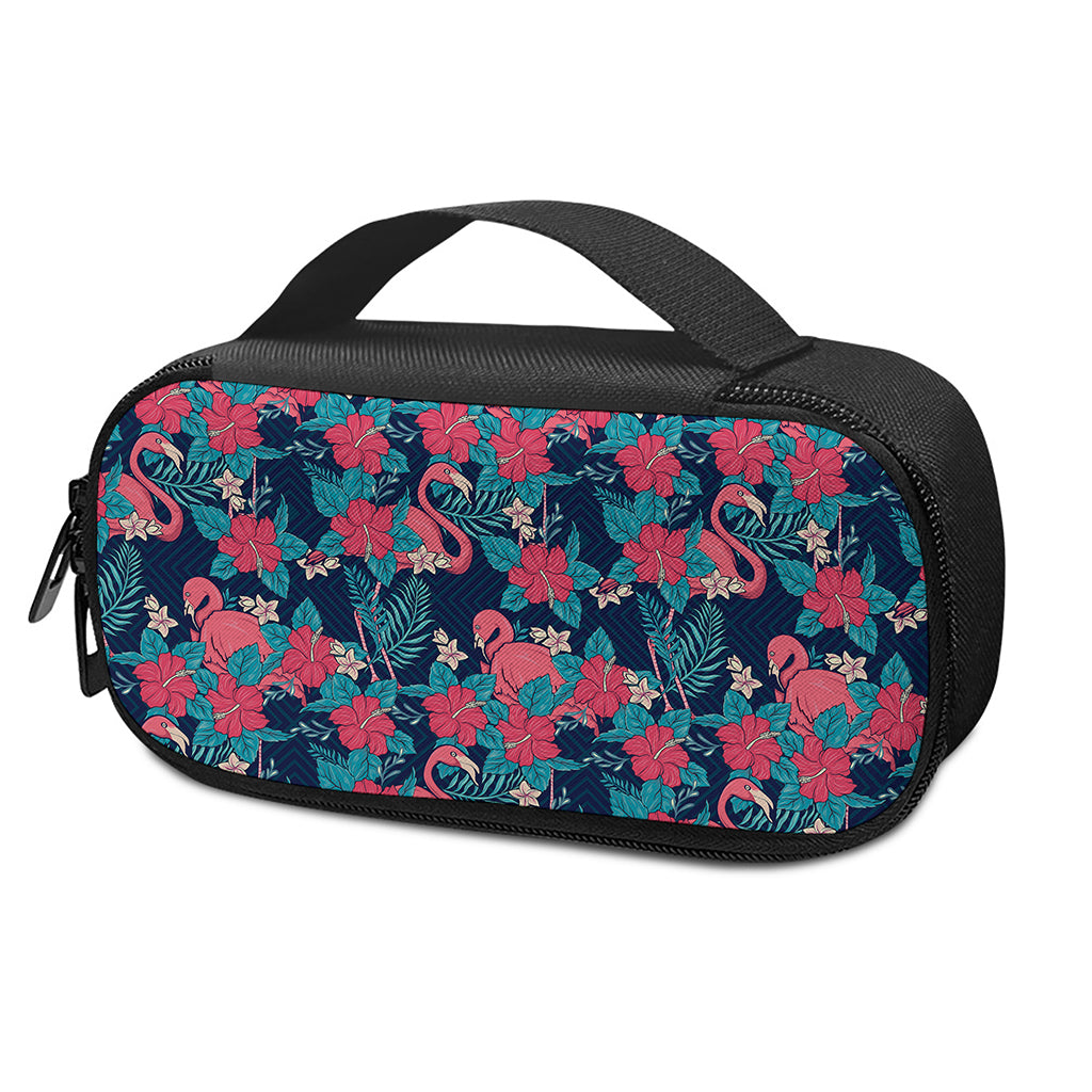 Flamingo And Hawaiian Floral Print Insulin Cooler Travel Case