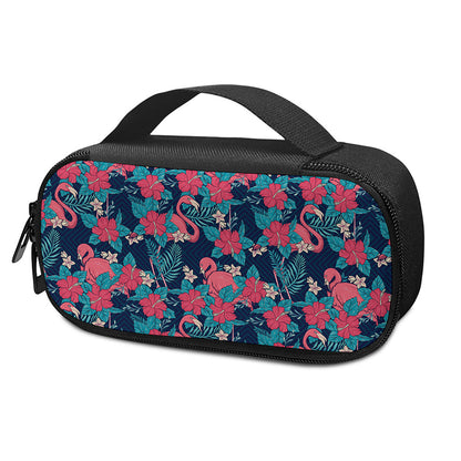 Flamingo And Hawaiian Floral Print Insulin Cooler Travel Case