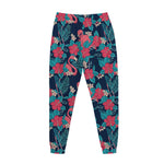 Flamingo And Hawaiian Floral Print Jogger Pants