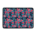 Flamingo And Hawaiian Floral Print Kitchen Mat