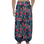 Flamingo And Hawaiian Floral Print Lantern Pants