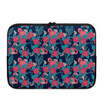 Flamingo And Hawaiian Floral Print Laptop Sleeve